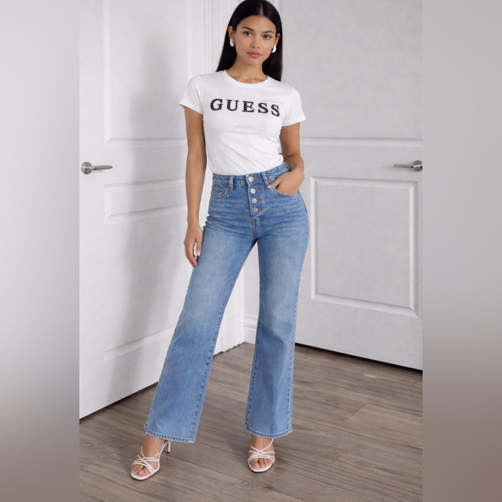 GUESS Women's Light Blue Flare Jeans